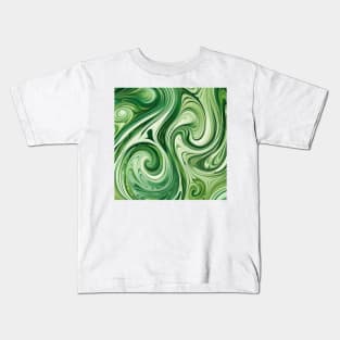 Abstract Green Swirls Kids T-Shirt